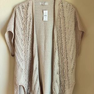 LOFT |  Open Poncho-Style Mixed Media Cardigan